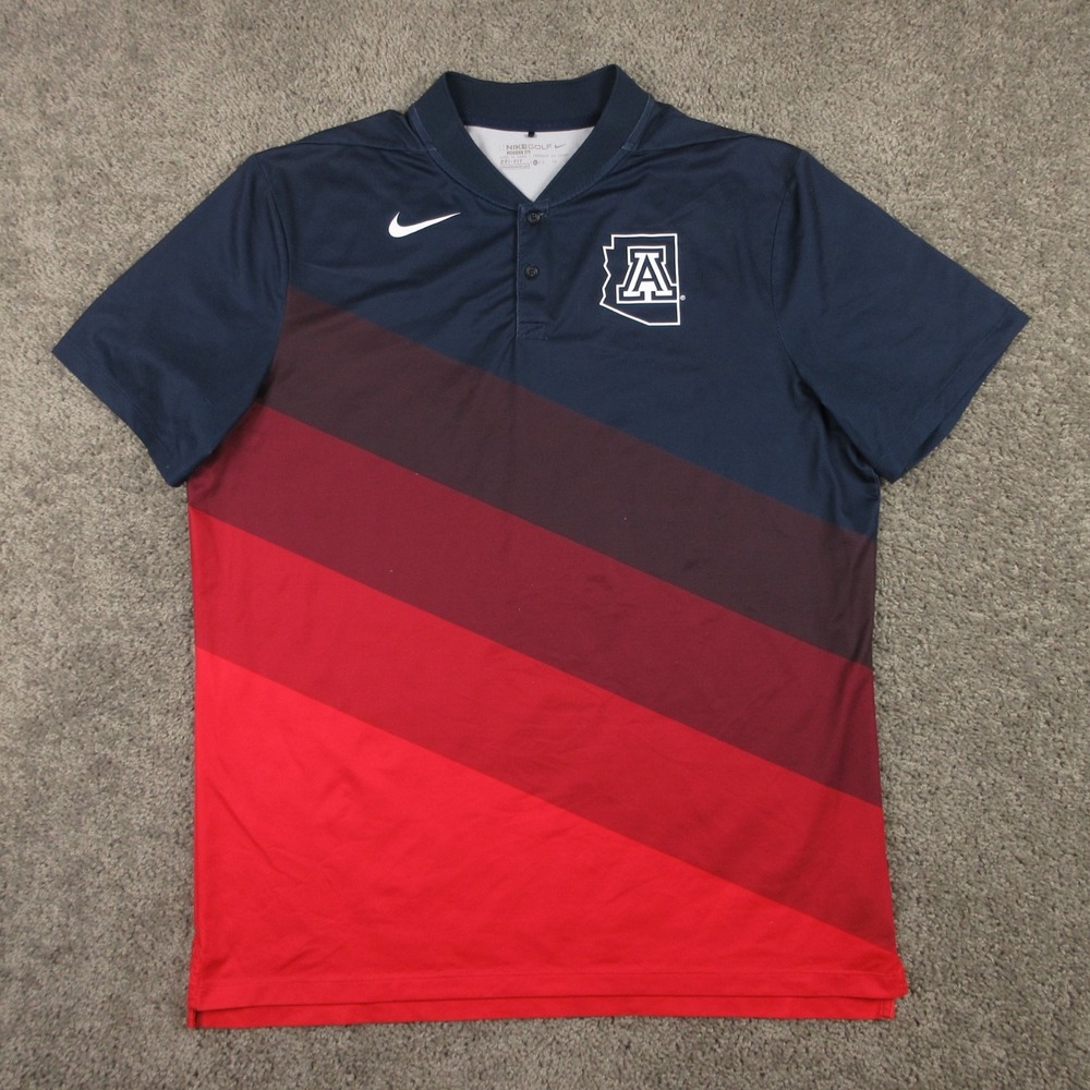 Arizona Wildcats Polo Shirt Mens XL Blue Red Blade Collar Nike Golf Modern Fit